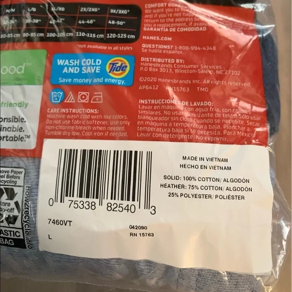 Hanes Men's Boxers pack of 2 tagless boxer briefs size large brand new unopened - Picture 3 of 9